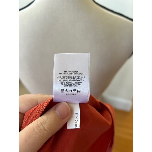 Express Portofino Relaxed Burnt Orange Satin Button Down Blouse - Picture 6 of 7